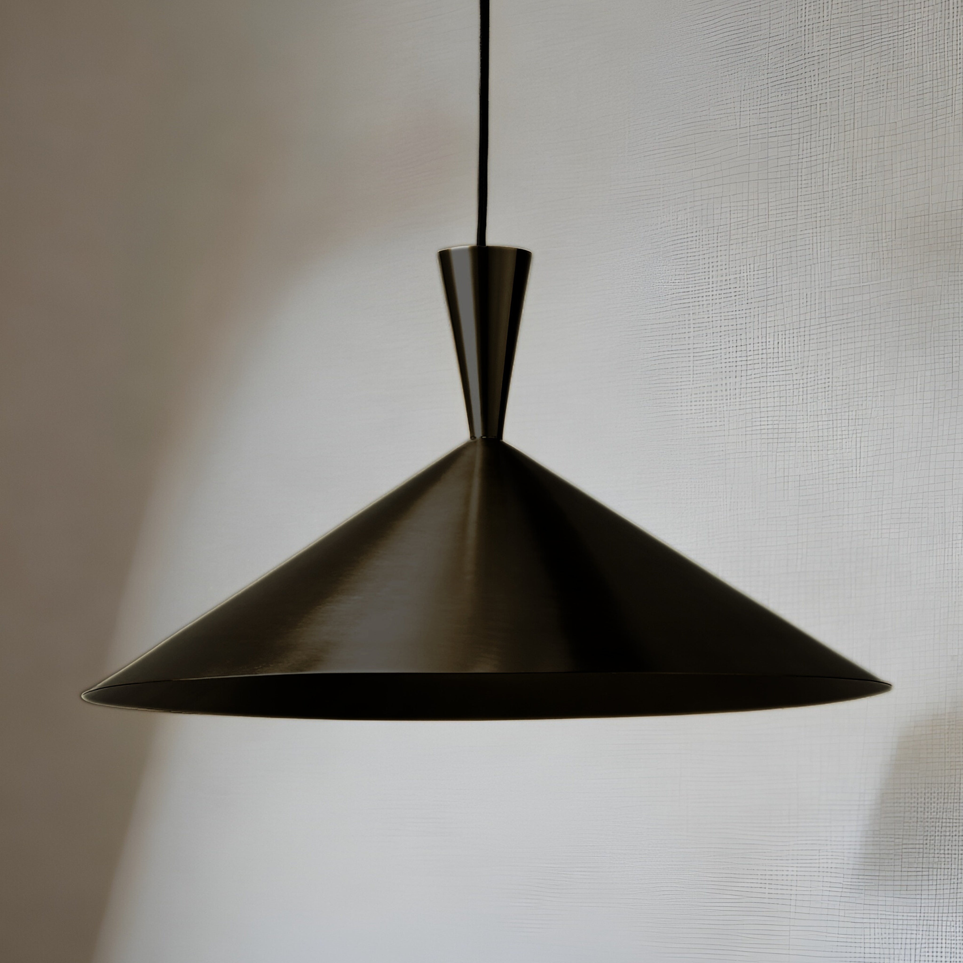 Set of 2 Black Brass Cone Pendant Light, Hanging Ceiling Lamp