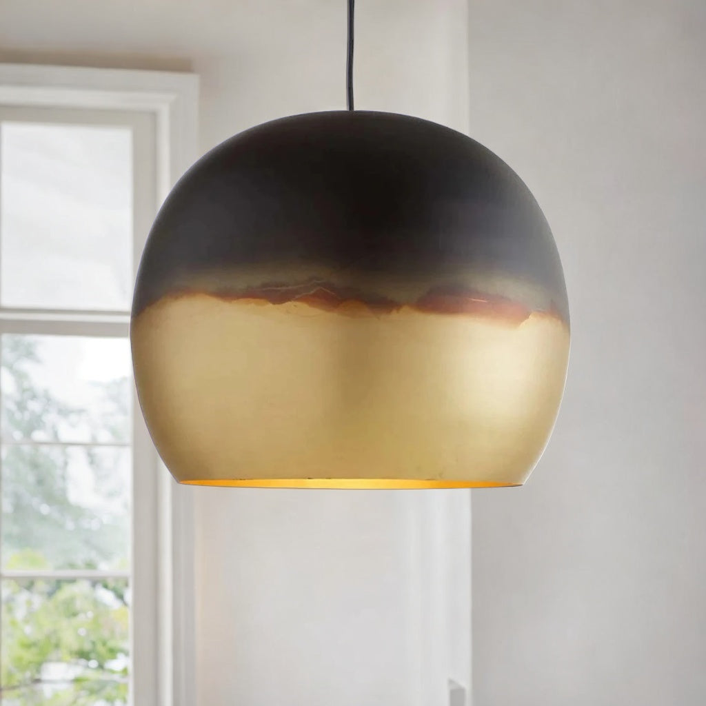 Ombre Globe Dome Pendant Light, Contemporary Two-Tone Ceiling Lamp.