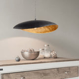 Set of 2 Black Hammered Leaf Ceiling Light, suitable for kitchen islands