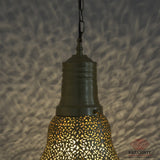 Moroccan Hanging Lamp in Shape of Bulb, Brass Pendant Lighting, Ceiling Light Shade