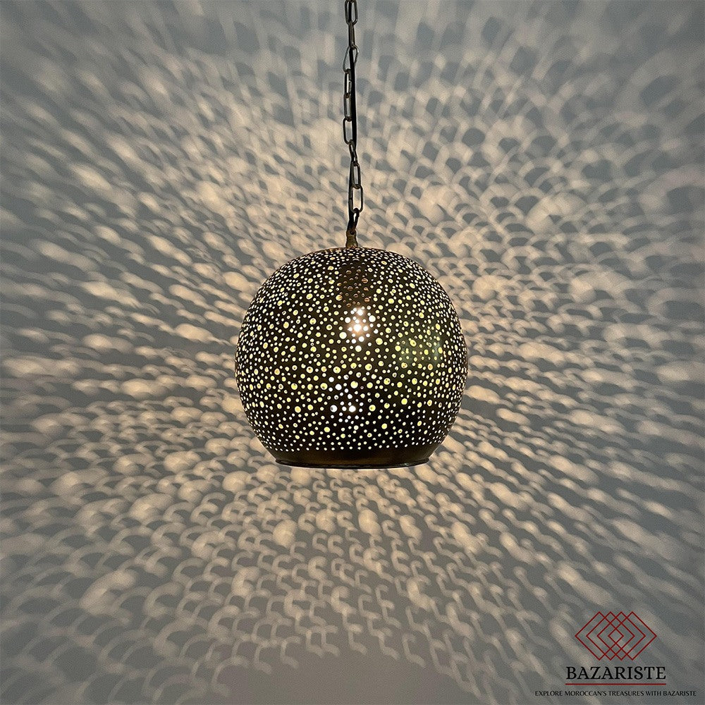 Moroccan Round Pendant Lamp, Hanging Ceiling Light Fixture, Moroccan Lamp