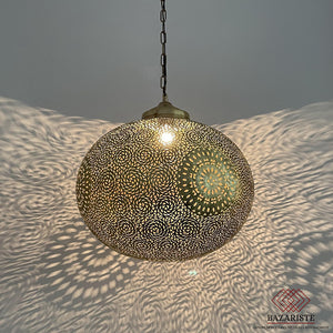 Moroccan Style Round Pendant Light Shade, Hanging Ceiling Light Fixture, Moroccan Lamp.