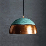 Green Patina Copper Pendant Light,  Oxidized Kitchen Lighting.